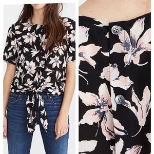 Madewell Silk Button-Back Tie Top